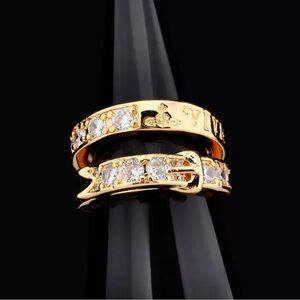 Vivienne Westwood double belt gold ring women